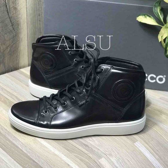NWT ECCO Soft 7 Luxe High Top Patent Leather Black - Picture 3 of 8